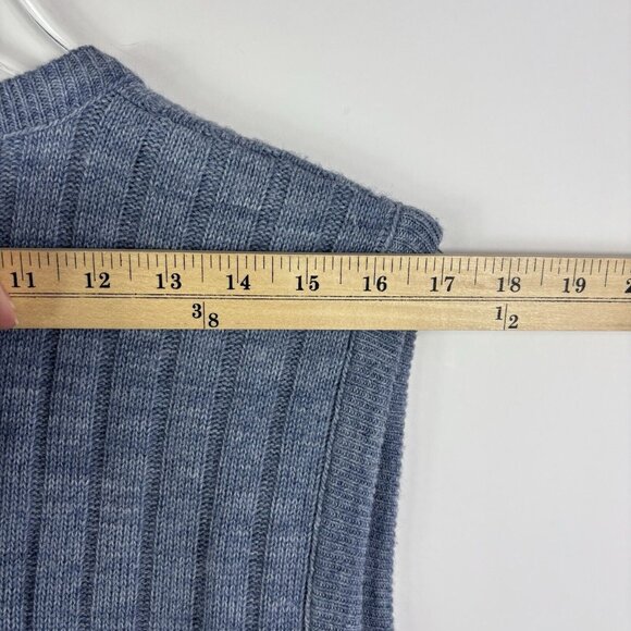 Vintage Mens Sweater Vest M Blue Ribbed Academia 80s 90s USA American Priority - Picture 8 of 8
